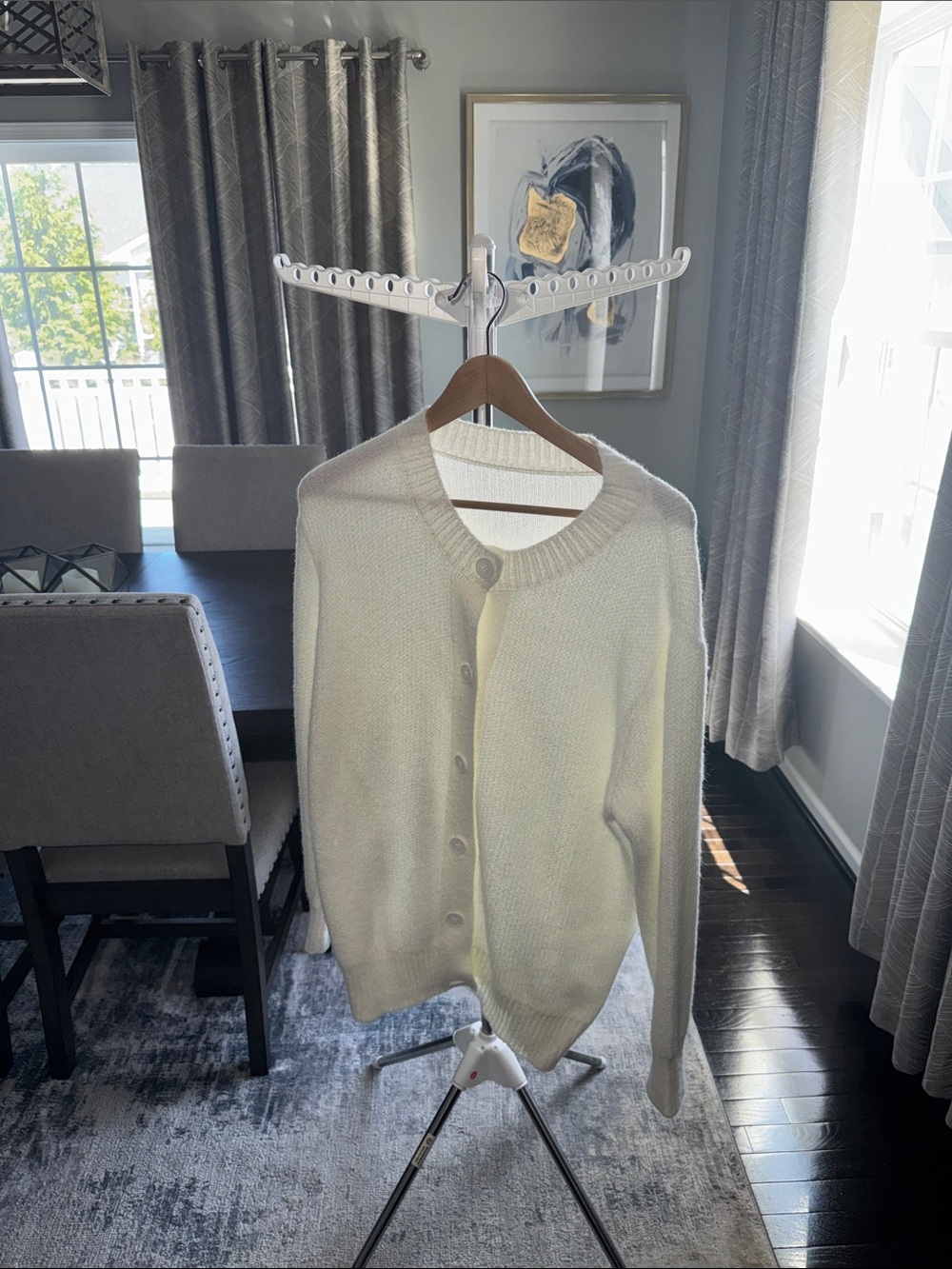 SHEIN Ivory Button-Up Knit Cardigan